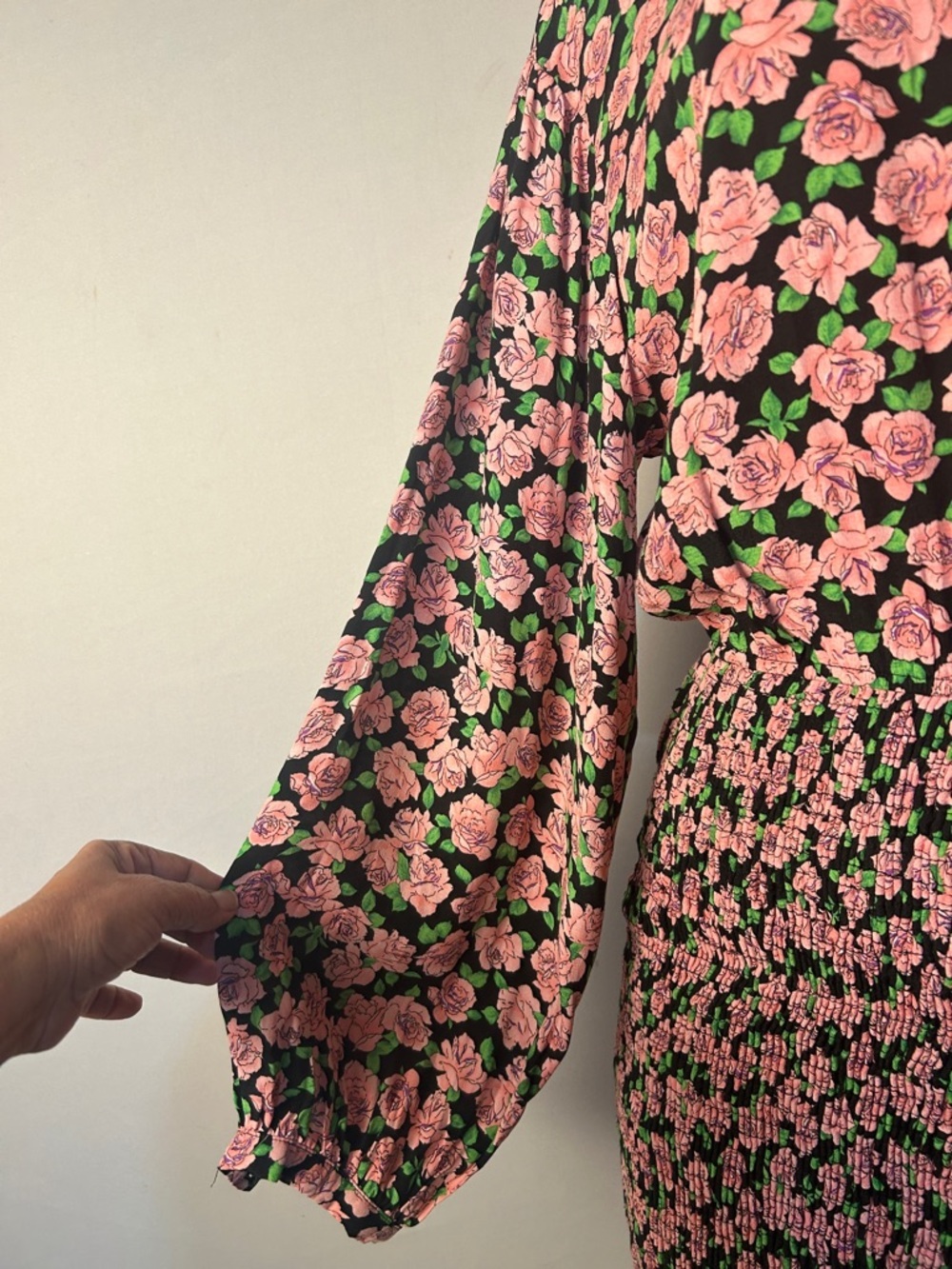 Zara Women’s Long Sleeve Floral Smocked Mini Dress Size Large - Picture 5 of 11
